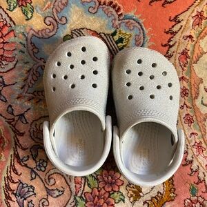 Silver Sparkle Baby Crocs Size 6
